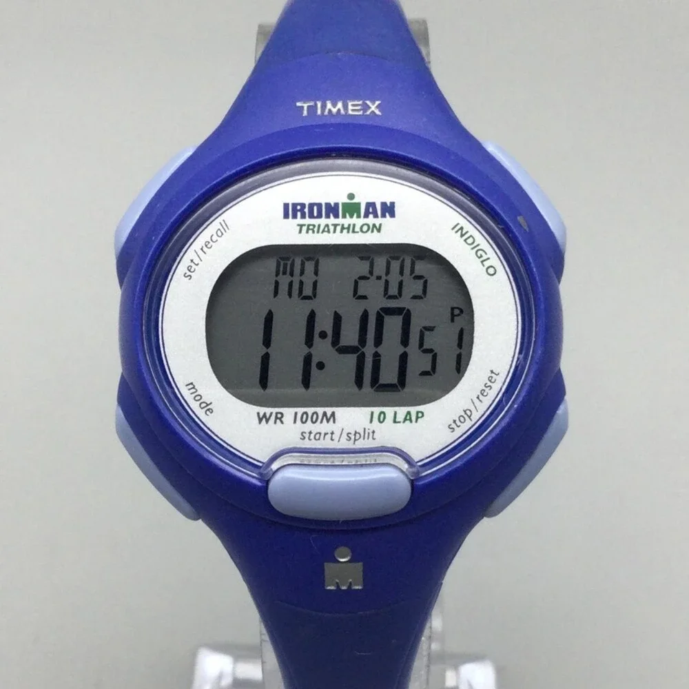 Timex Ironman Triathlon Women Watch 34mm Digital Blue Resin Indiglo New Battery